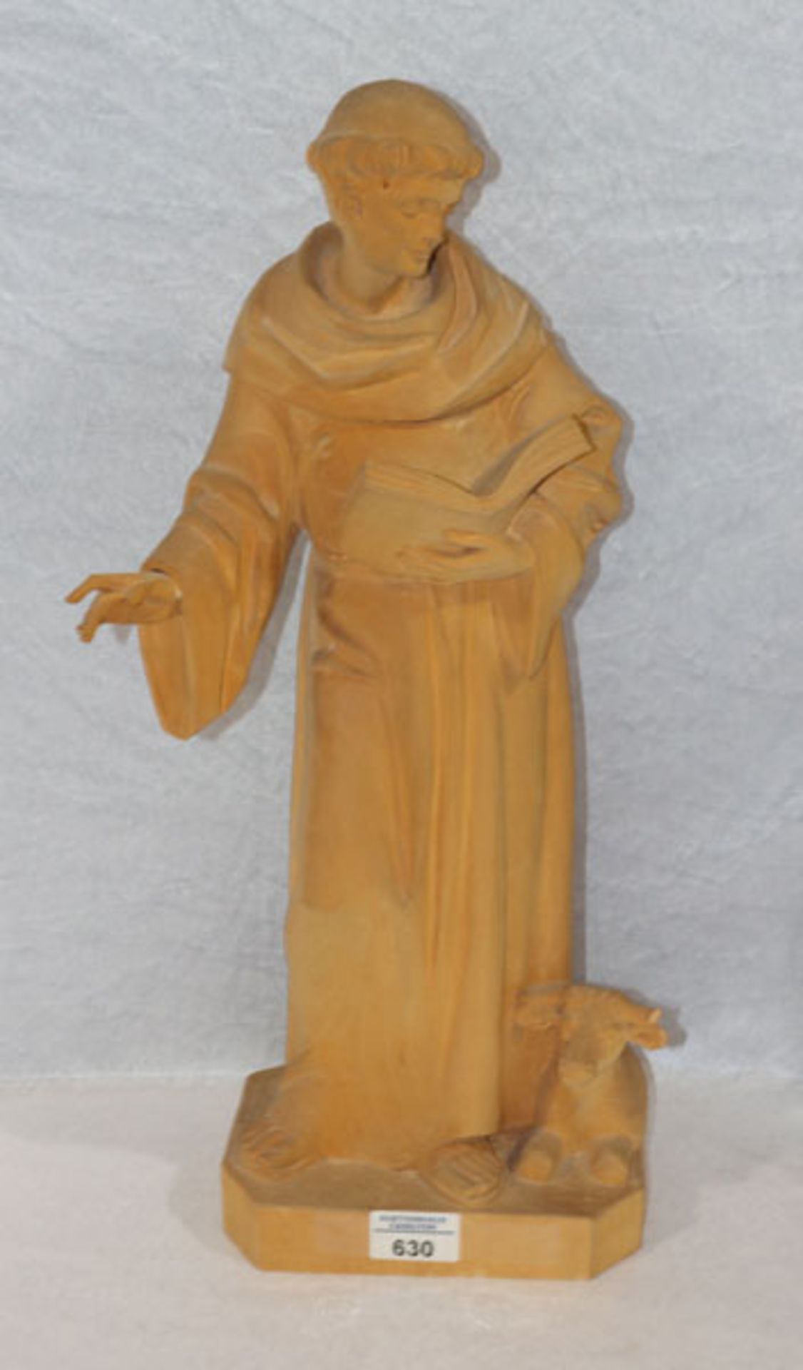 Holz Figurenskulptur 'Heiliger Leonhard', H 51 cm, B 24 cm, T 14 cm, leicht bestossen