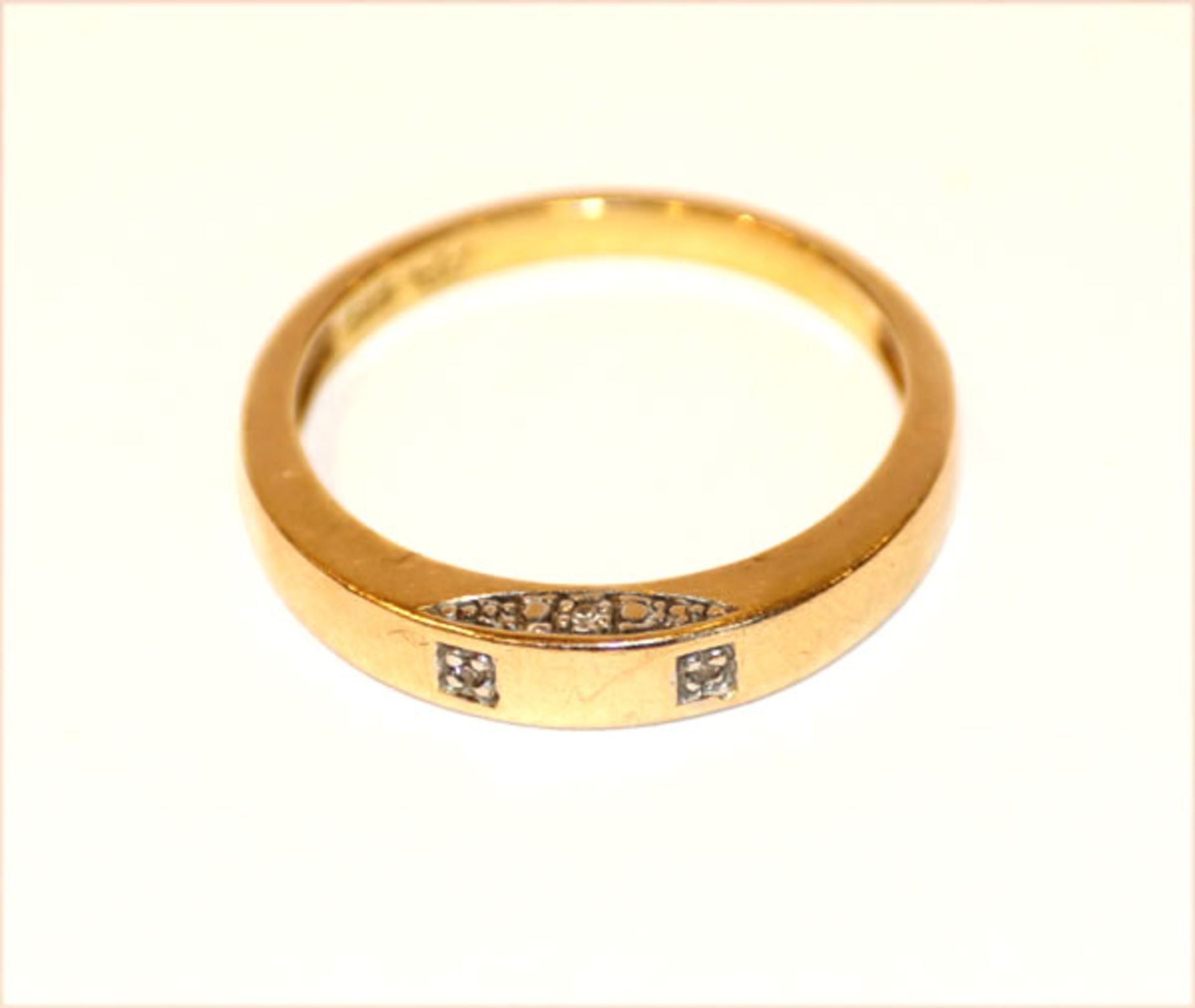 14 k Gelbgold Ring mit Weißgold Verzierungen, 3,2 gr., Gr. 60