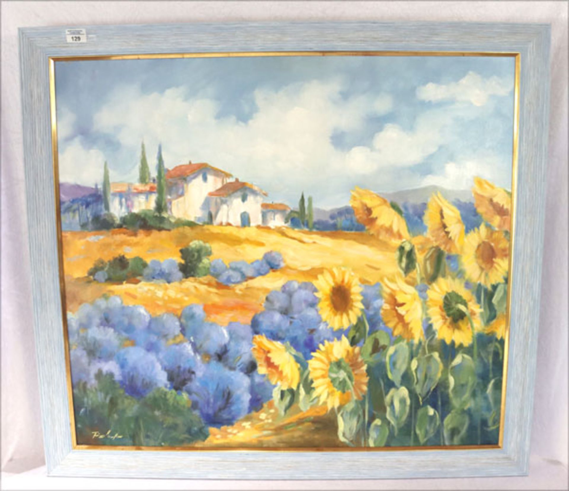 Gemälde ÖL/LW 'Toskana Landschaft', undeutlich signiert, gerahmt, Rahmen leicht berieben, incl.