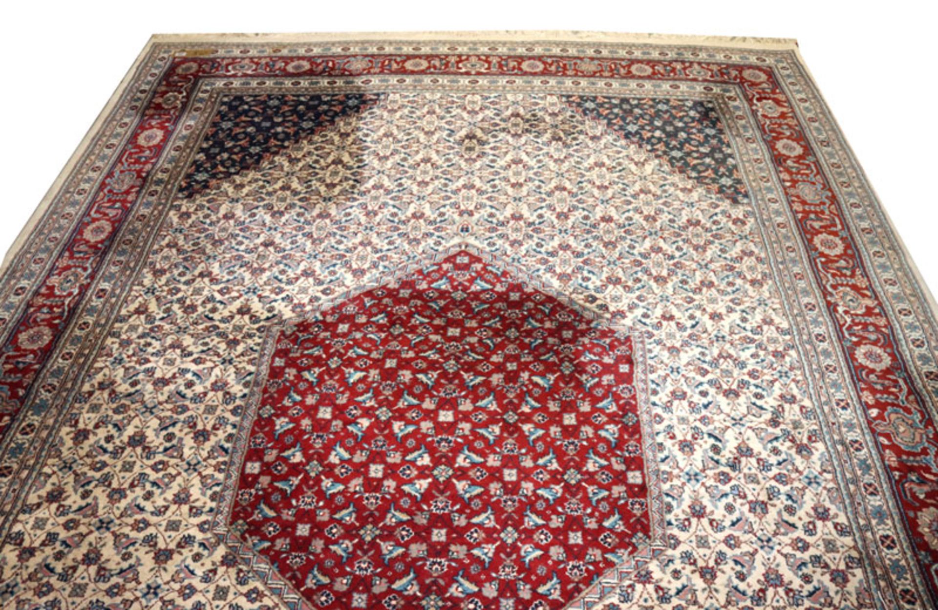 Teppich, Wiss, beige/rot/bunt, 350 cm x 246 cm, Gebrauchsspuren, teils fleckig