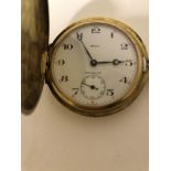 A gold plated hunter cased pocket watch - Reich, Inacbloc, the white enamelled dial with