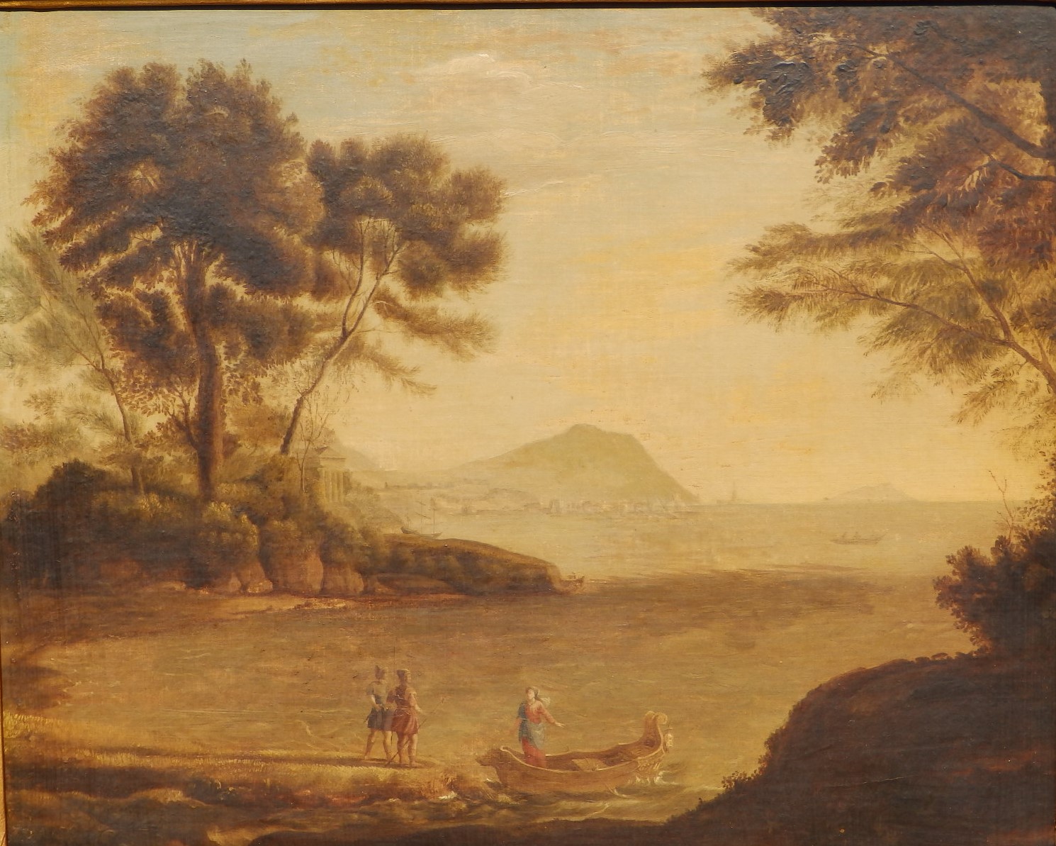 After Claude Lorrain (Gellee) - oil on canvas laid on panel - Coast view with the Embarkation of