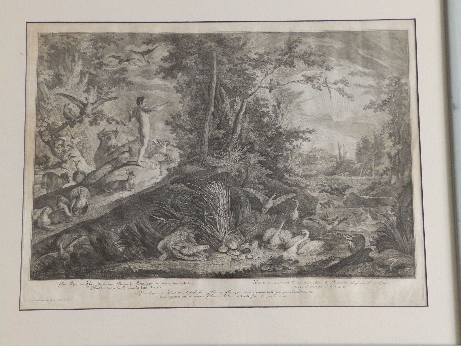 Johann Elias Ridinger (1698-1767) - Four black & white engravings from the Paradise set depicting