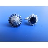 Two modern sapphire & diamond cluster rings.