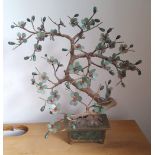 A Chinese hardstone set miniature tree, 15" high.