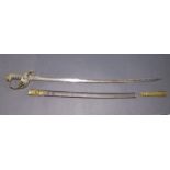 A William IV Army dress sword in scabbard - a/f.