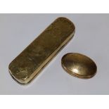 Two Victorian brass snuff boxes - one named for 'Dan Evans Mason, Newquay 1901.