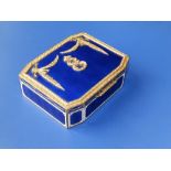 A blue & white enamelled neoclassical style gilt metal box set with a royal cypher 'EII' to the