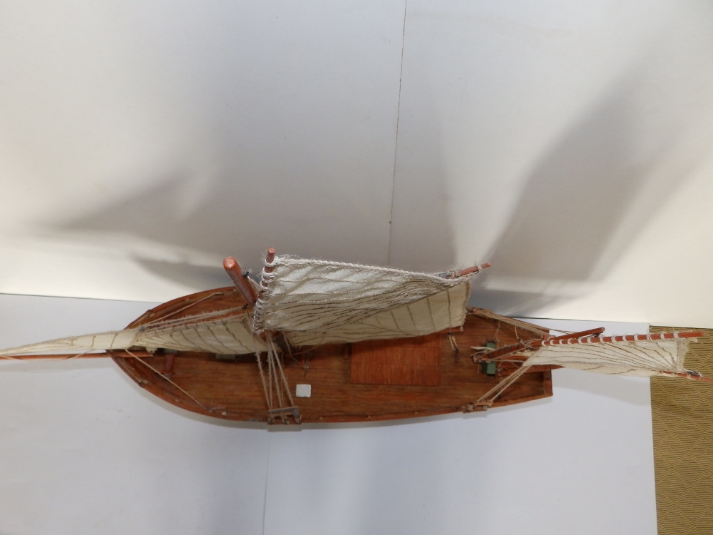 A 20thC wooden model of a small German fishing boat - 'Fishing Ever', used on the River Elbe, hull - Image 5 of 6