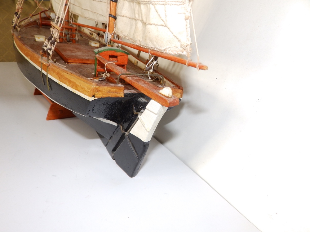 A 20thC wooden model of a small German fishing boat - 'Fishing Ever', used on the River Elbe, hull - Image 4 of 6