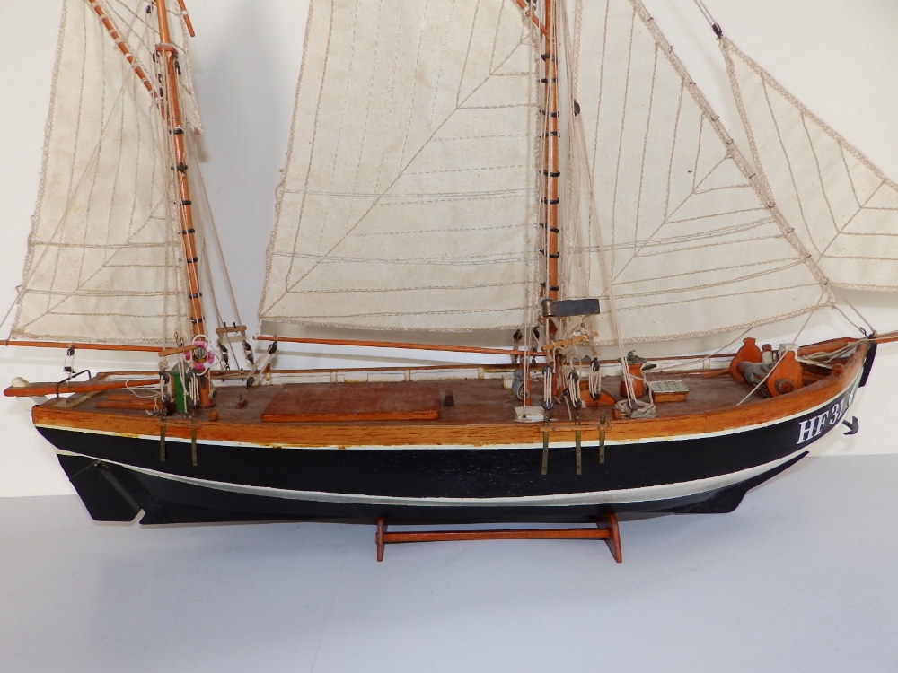 A 20thC wooden model of a small German fishing boat - 'Fishing Ever', used on the River Elbe, hull - Image 6 of 6