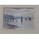 Lady Maxwell Lyte - watercolour - Fishing boats off Brixham, signed, 4.75" x 6.75".