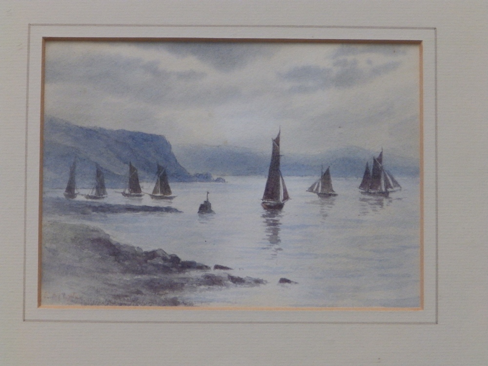 Lady Maxwell Lyte - watercolour - Fishing boats off Brixham, signed, 4.75" x 6.75". - Image 2 of 4