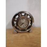 A German circular chrome ballbearing mantel clock - 'Neuweg 6312', 5.5" high.
