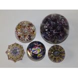 Five paperweights - the largest 4.5" diameter.