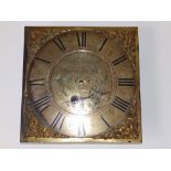 A 10" square brass longcase clock dial - 'Philp. Avenell, Farnham'.