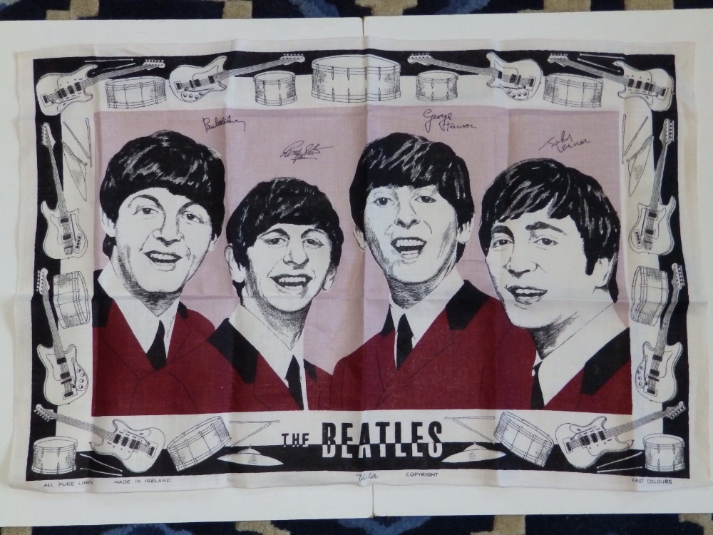 An Irish linen tea towel - 'The Beatles' - as new.