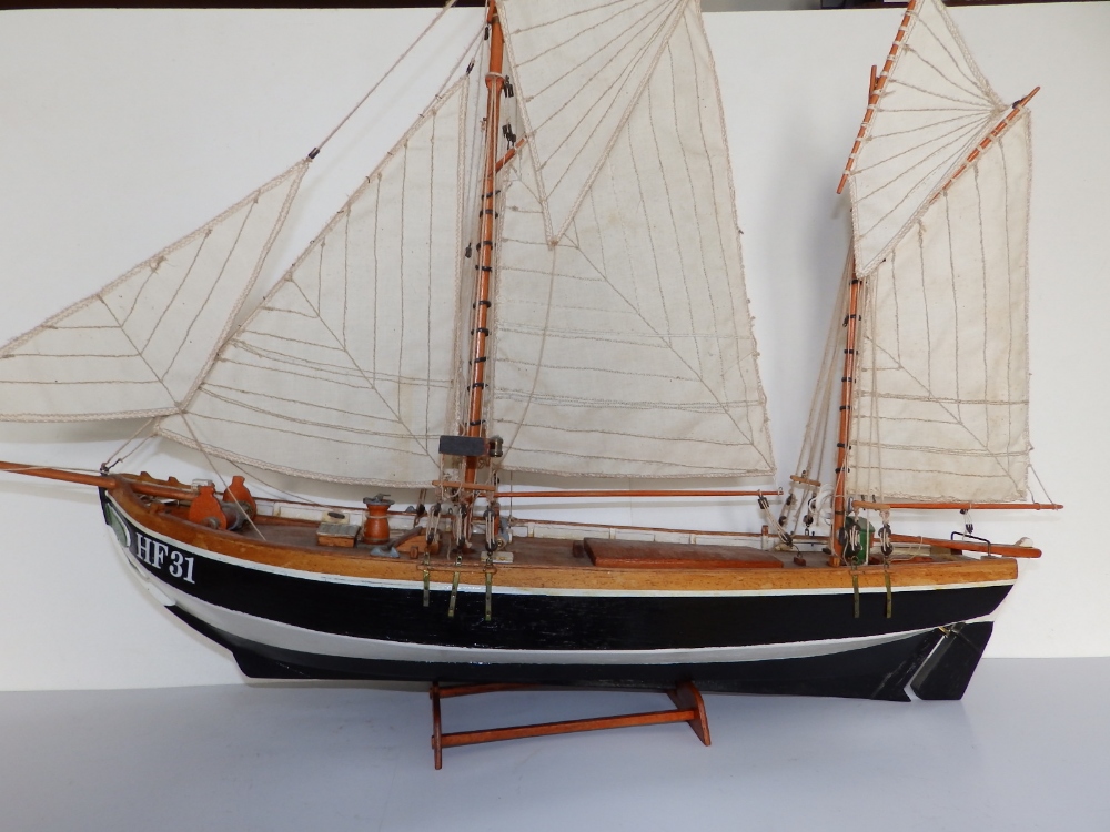 A 20thC wooden model of a small German fishing boat - 'Fishing Ever', used on the River Elbe, hull - Image 2 of 6