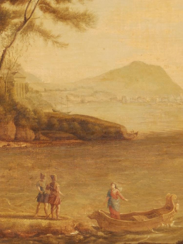 After Claude Lorrain (Gellee) - oil on canvas laid on panel - Coast view with the Embarkation of - Image 6 of 8