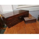 A 19thC rosewood writing slope and a small carved Eastern cigarette box. (2)