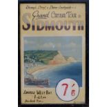 A painted travel poster advertising tours from Sidmouth in oils on board - 'Leaving West Bay 1: