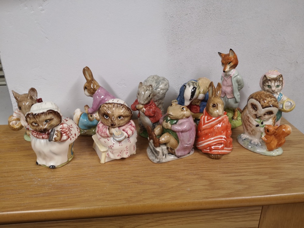 Nine Beswick Beatrix Potter figures with brown backstamps together with two other damaged