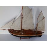 A 20thC wooden model of a small German fishing boat - 'Fishing Ever', used on the River Elbe, hull