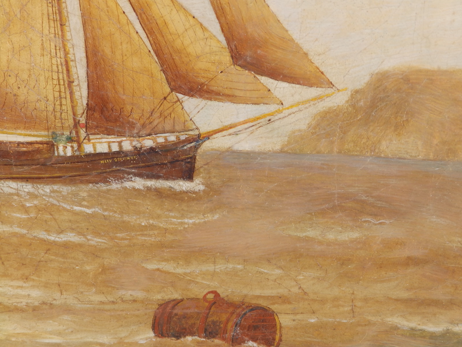 Joe Wilson - oil on canvas - Portrait of the sailing vessel 'Mary Stewart' at sea, signed, 15.5" x - Bild 5 aus 8