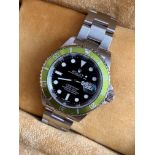 A rare Rolex stainless steel Submariner Kermit 2003 'Flat 4' B1 Automatic wrist watch, Anniversary