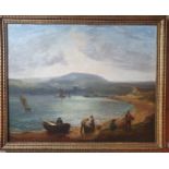 19thC School, indistinctly signed - oil on canvas - View along the River Teign towards Teignmouth,