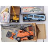 A boxed Dinky Pullmore Car Transporter, a Coles Mobile Crane and a boxed Rapier Electric Mobile