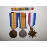 A WWI medal trio awarded to G5186 Pte/Cpl A. E. Hoare , Midd'x R. (3)