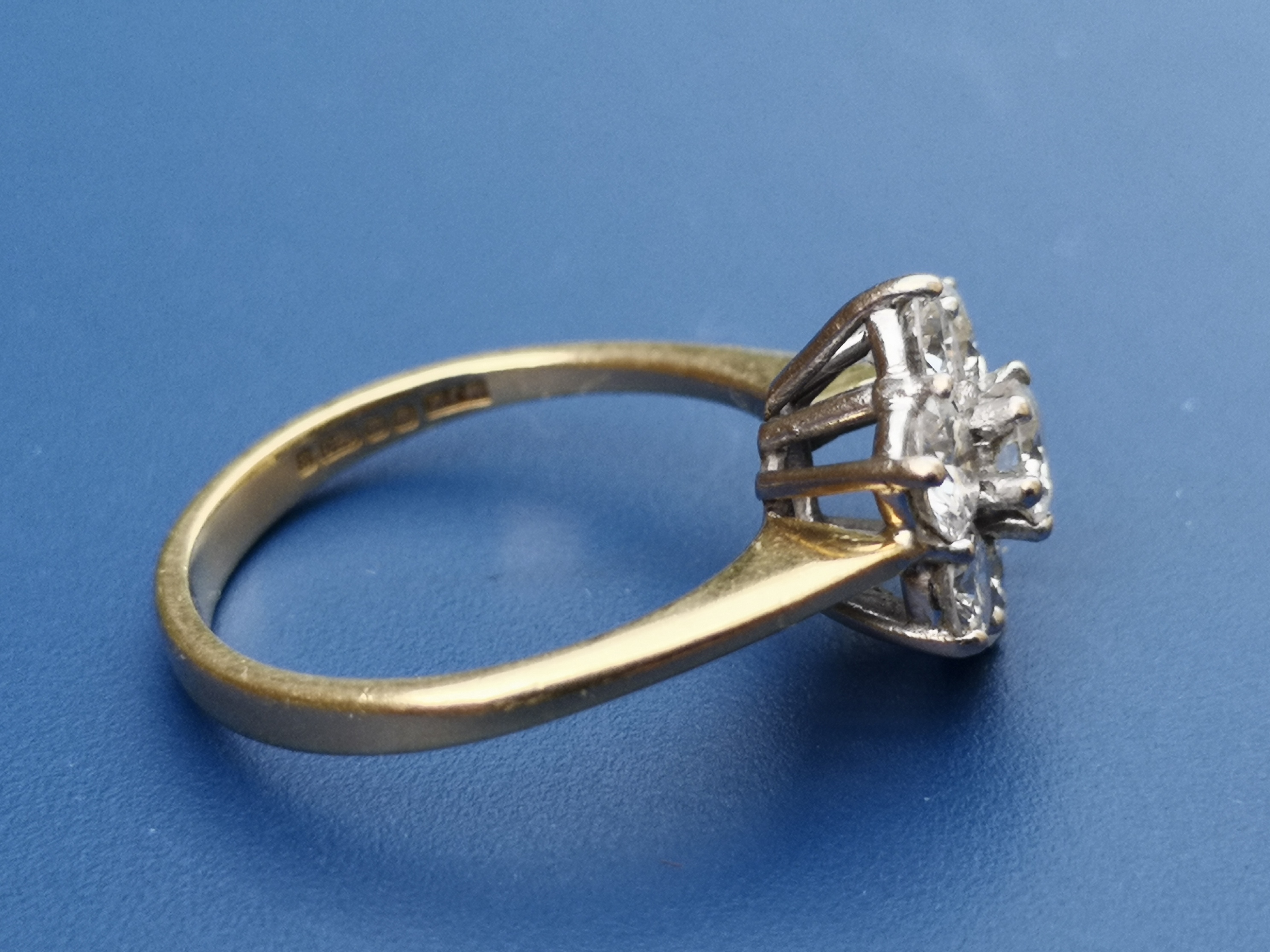 A modern diamond daisy cluster set 18ct gold ring, total diamond weight approximately one carat. - Image 2 of 3