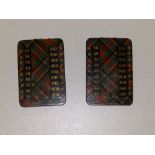 A pair of Victorian tartan ware bezique markers, 3.7" high. (2)