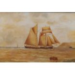 Joe Wilson - oil on canvas - Portrait of the sailing vessel 'Mary Stewart' at sea, signed, 15.5" x
