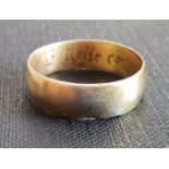 A 17thC silver gilt posy ring, engraved to interior 'I reste contente' - later gilding. Discovered
