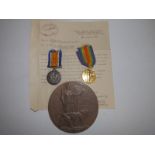 A WWI medal pair and Death Plaque awarded to 6051 Pte Harold William Child, Queen's Victoria Rifles,