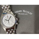 A gent's stainless steel Armand Nicolet 'Tramelan' Automatic Chronograph wrist watch with three