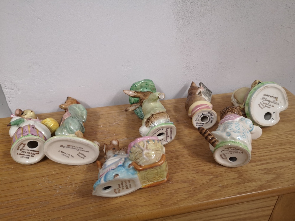 Five Beswick Beatrix Potter figures with gold backstamps, together with two other damaged - Image 2 of 2