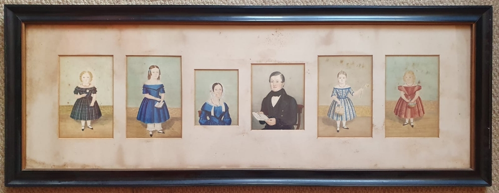 Caleb William Wing (1801-1875) - A group of six watercolour miniatures - Mr & Mrs White and their