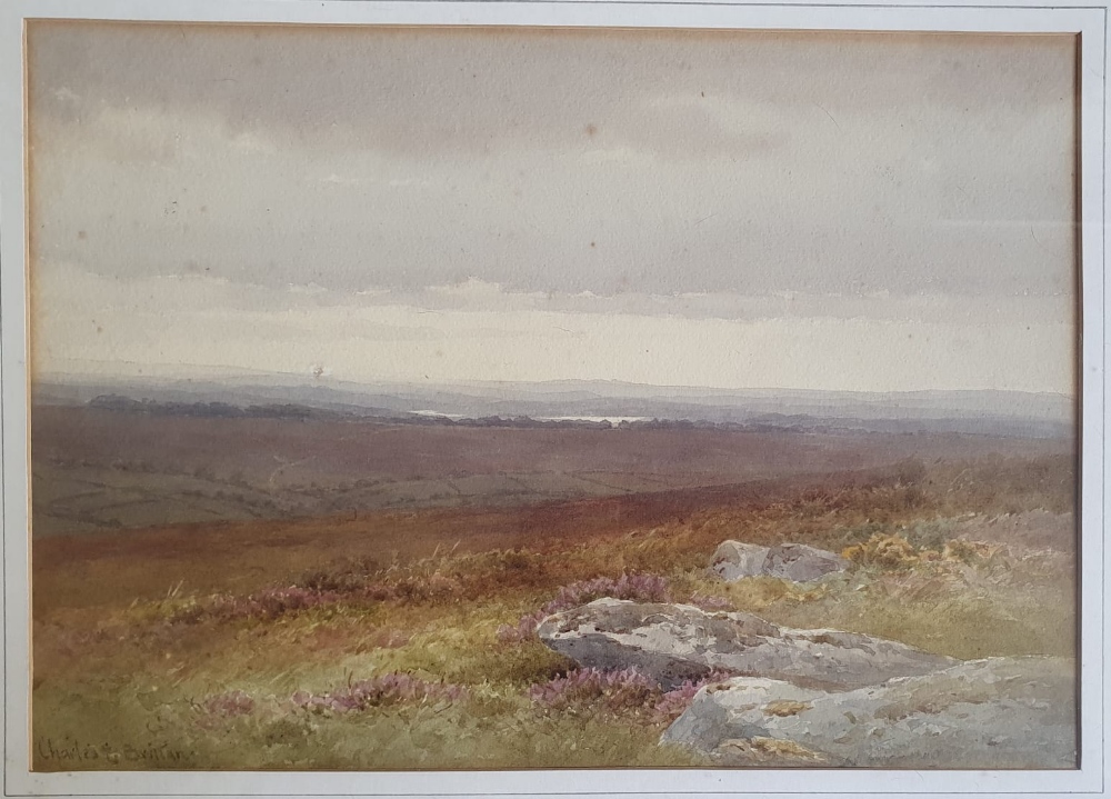 Charles E. Brittan - watercolour - Moorland scene, signed, 9.5" x 13.25".