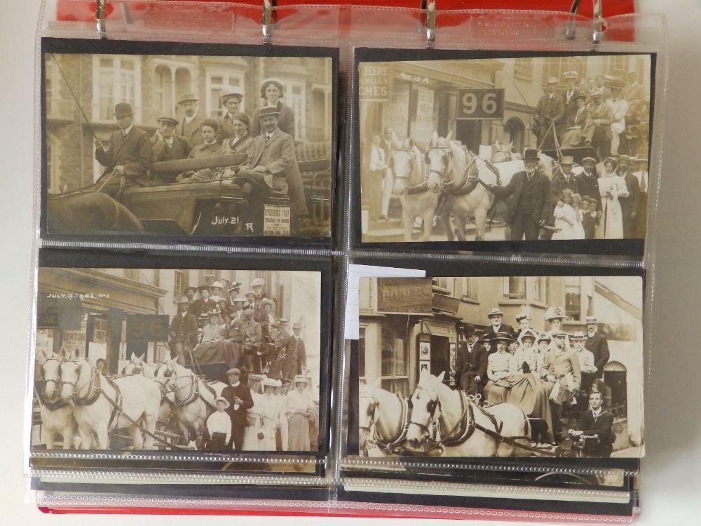 A plastic folder containing approximately 230 early 20thC photographic postcards depicting