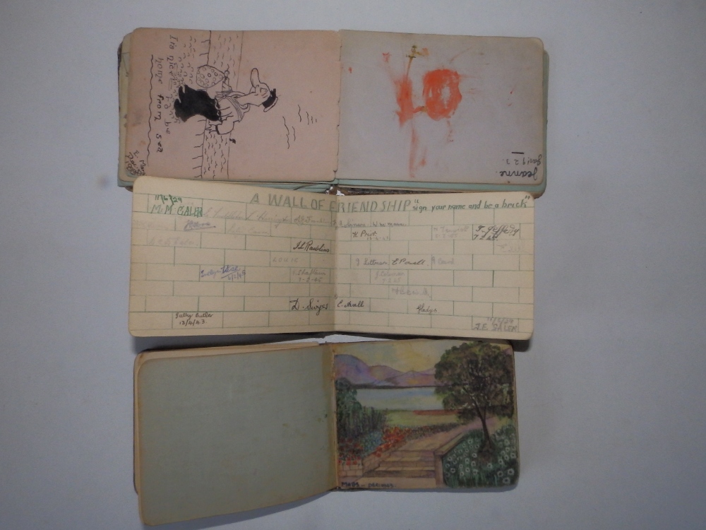 Five small early 20thC autograph albums containing poems, quotations and some drawings. - Image 2 of 5