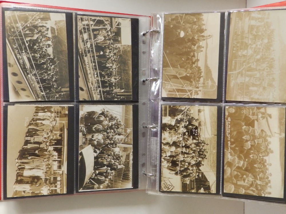 A plastic folder containing approximately 230 early 20thC photographic postcards depicting - Image 3 of 5