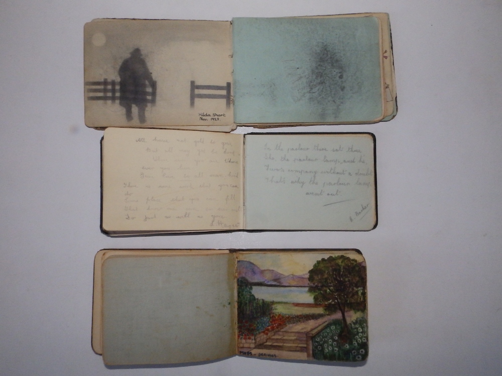 Five small early 20thC autograph albums containing poems, quotations and some drawings. - Image 3 of 5