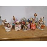 Nine Beswick Beatrix Potter figures with brown backstamps together with two other damaged