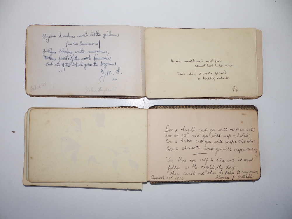 Five small early 20thC autograph albums containing poems, quotations and some drawings. - Image 4 of 5