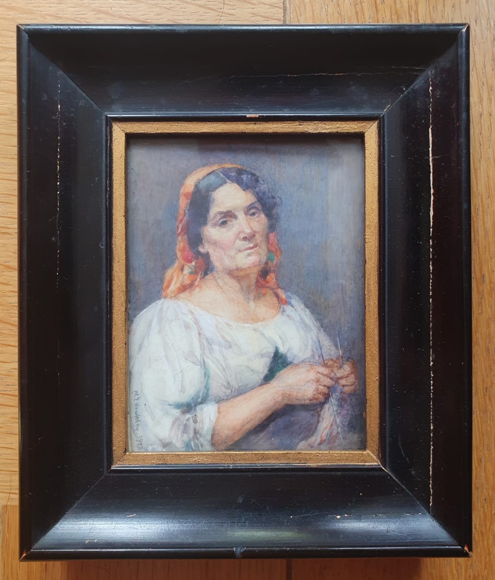 Marion Edith Hewkley (Mrs Sutherland Gill of Worthing) - watercolour miniature - 'Italian