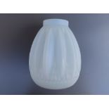 A French art deco opalescent white glass vase, of stylised flowerhead form, 8.5" high.