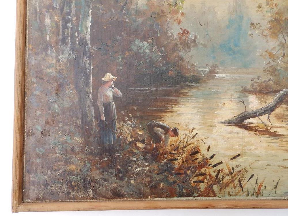 H. Martin - oil on canvas - River scene with figure, signed, 17.5" x 14" - a/f. - Image 3 of 4